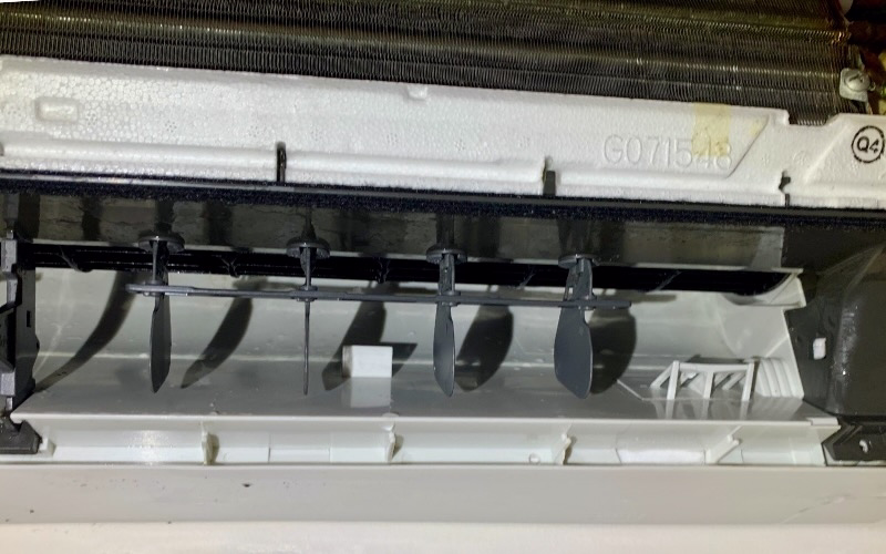 Clean split system evaporator coil and blower wheel after professional aircon cleaning Brisbane