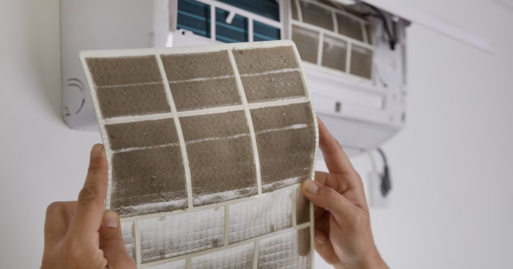 aircon maintenance brisbane - dirty filter compared to a full maintenance service
